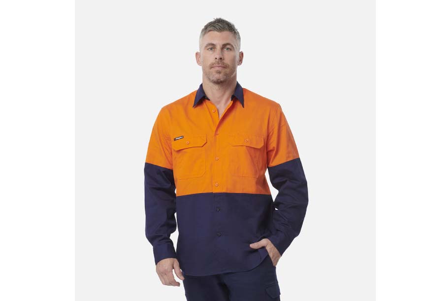 K54912 Spliced Shirt Long Sleeve ORANGE NAVY 1