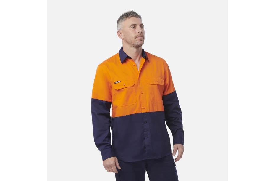 K54912 Spliced Shirt Long Sleeve ORANGE NAVY 3