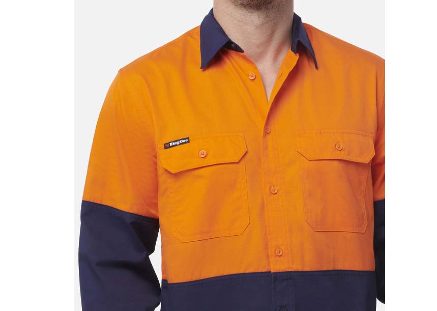 K54912 Spliced Shirt Long Sleeve ORANGE NAVY 4