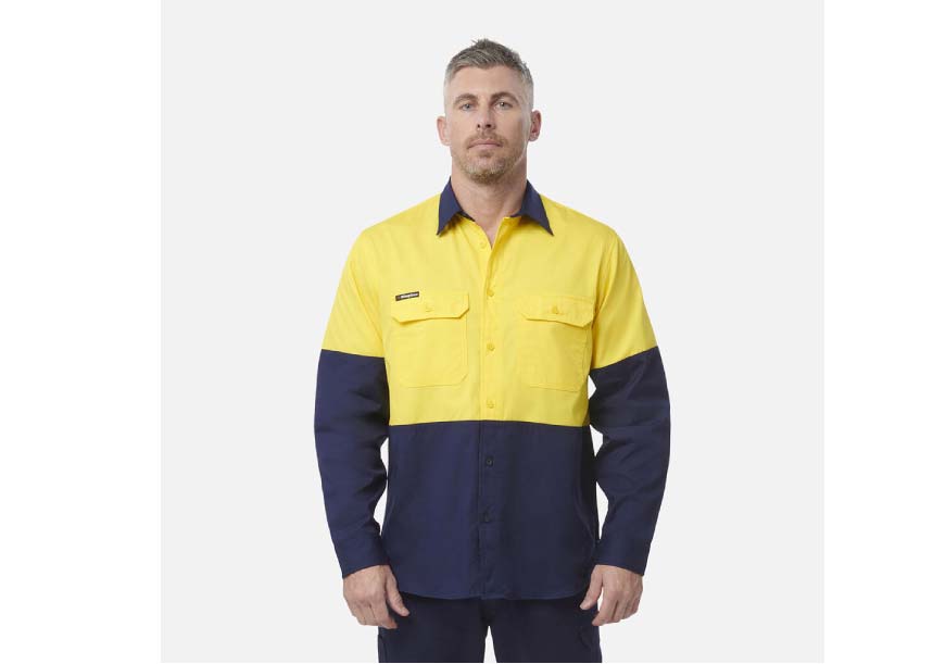 K54912 Spliced Shirt Long Sleeve YELLOW NAVY 1