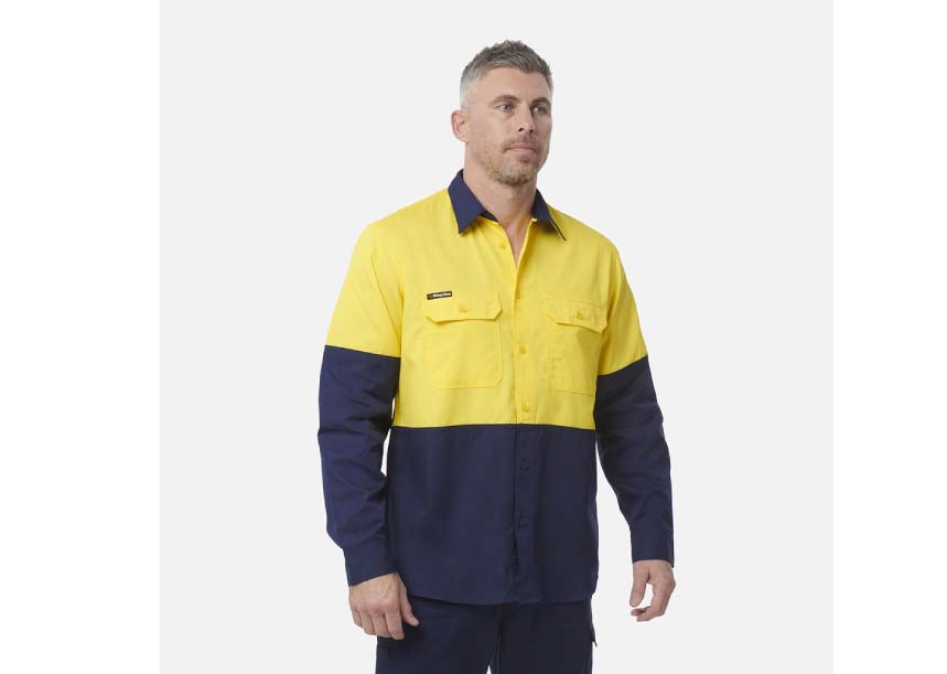 K54912 Spliced Shirt Long Sleeve YELLOW NAVY 3