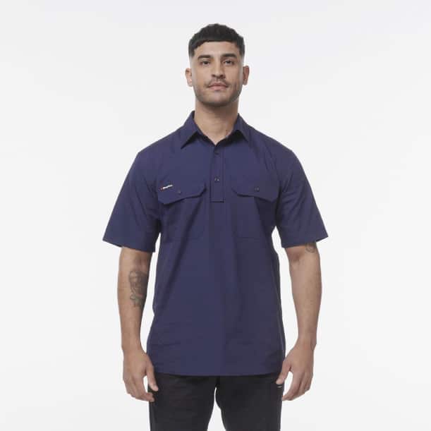 K14032 Closed Front Shirt Short Sleeve nav 1