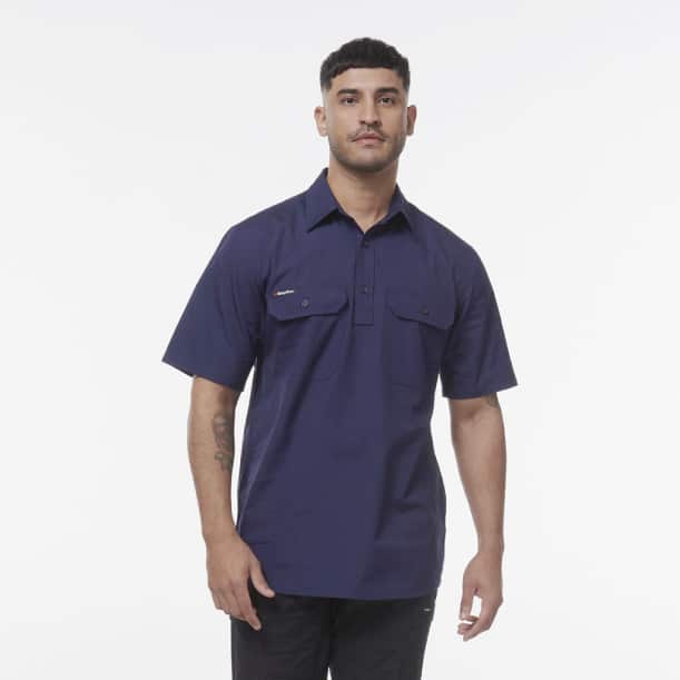 K14032 Closed Front Shirt Short Sleeve nav 2