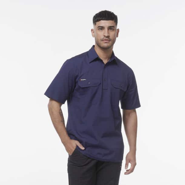 K14032 Closed Front Shirt Short Sleeve nav 4