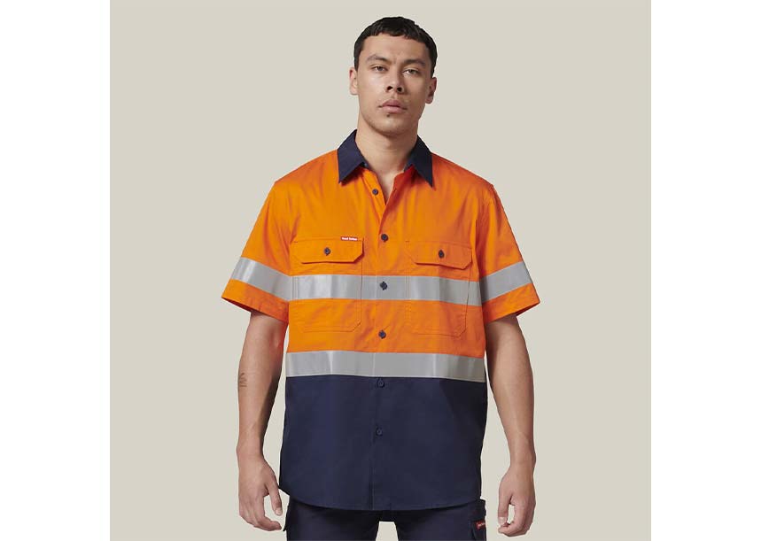 Hard Yakka Y07754 Short Sleeve Hi Vis 2 Tone Taped Vented Shirt