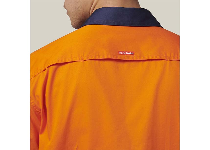 Y07754 Short Sleeve 2 Tone Taped Shirt ORANGE NAVY 7