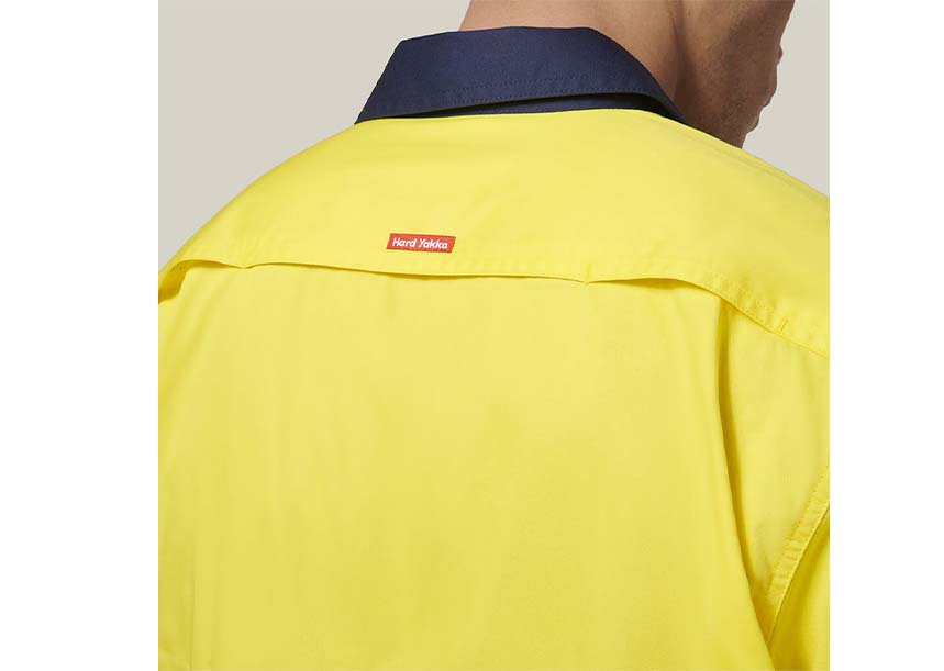 Y07754 Short Sleeve 2 Tone Taped Shirt YELLOW NAVY 7