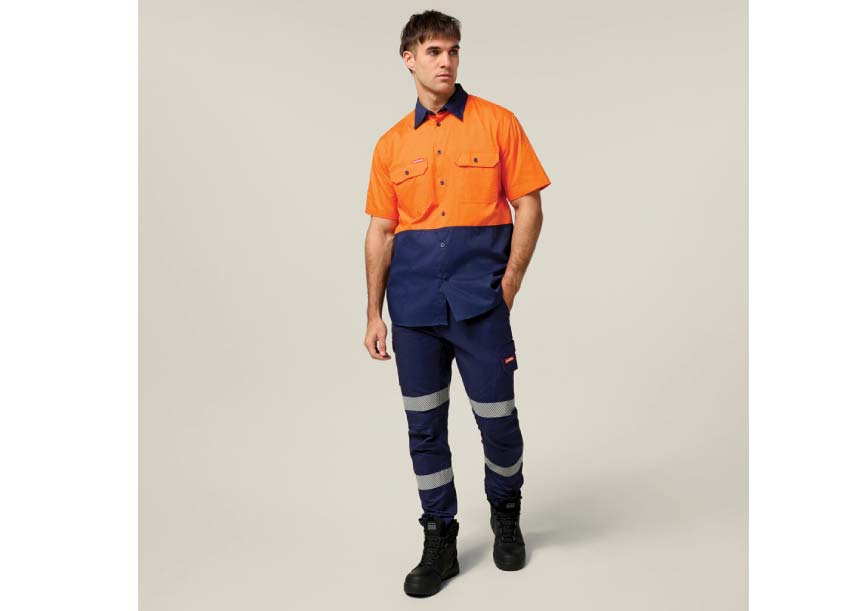 Hard Yakka Y04620 Core Hi-Vis Light Weight Vented Short Sleeve Cotton Shirt