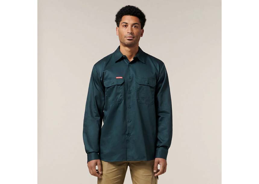Hard Yakka Y07500 Long Sleeve Open Front Cotton Drill Work Shirt
